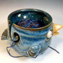 Load image into Gallery viewer, Bird Bowl - Yarn Bowl - Blue Glaze