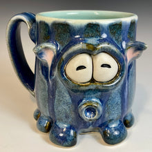 Load image into Gallery viewer, Timmit Mug - Righty - Blue Glaze - HappyEyes