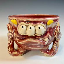 Load image into Gallery viewer, Tri-Squiddy Sake Cup - Raspberry Glaze - Fang