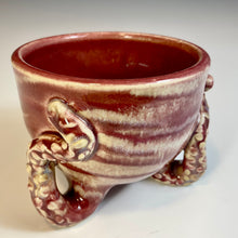 Load image into Gallery viewer, Tri-Squiddy Sake Cup - Raspberry Glaze - Fang