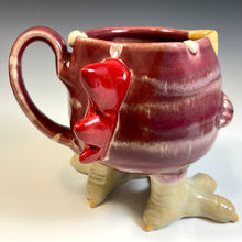 Load image into Gallery viewer, Ab Chicken Mug w/ Feet! - Raspberry Glaze - Righty