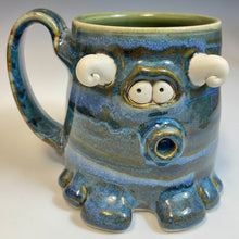 Load image into Gallery viewer, Timmit Mug - Righty - Blue Glaze - Horns