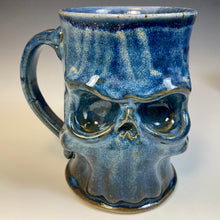 Load image into Gallery viewer, Skull Mug Tall - Blue Glaze Light