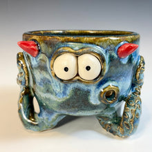Load image into Gallery viewer, Tri-Squiddy Sake Cup - Blue Glaze
