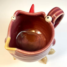 Load image into Gallery viewer, Ab Chicken Mug w/ Feet! - Raspberry Glaze - Righty
