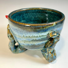 Load image into Gallery viewer, Tri-Squiddy Sake Cup - Blue Glaze Squinty
