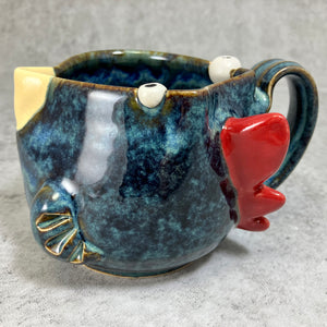 Ab Chicken Mug - Blue Glaze - Lefty