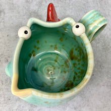 Load image into Gallery viewer, Ab Chicken Mug - Celadon Glaze - Righty Wonky
