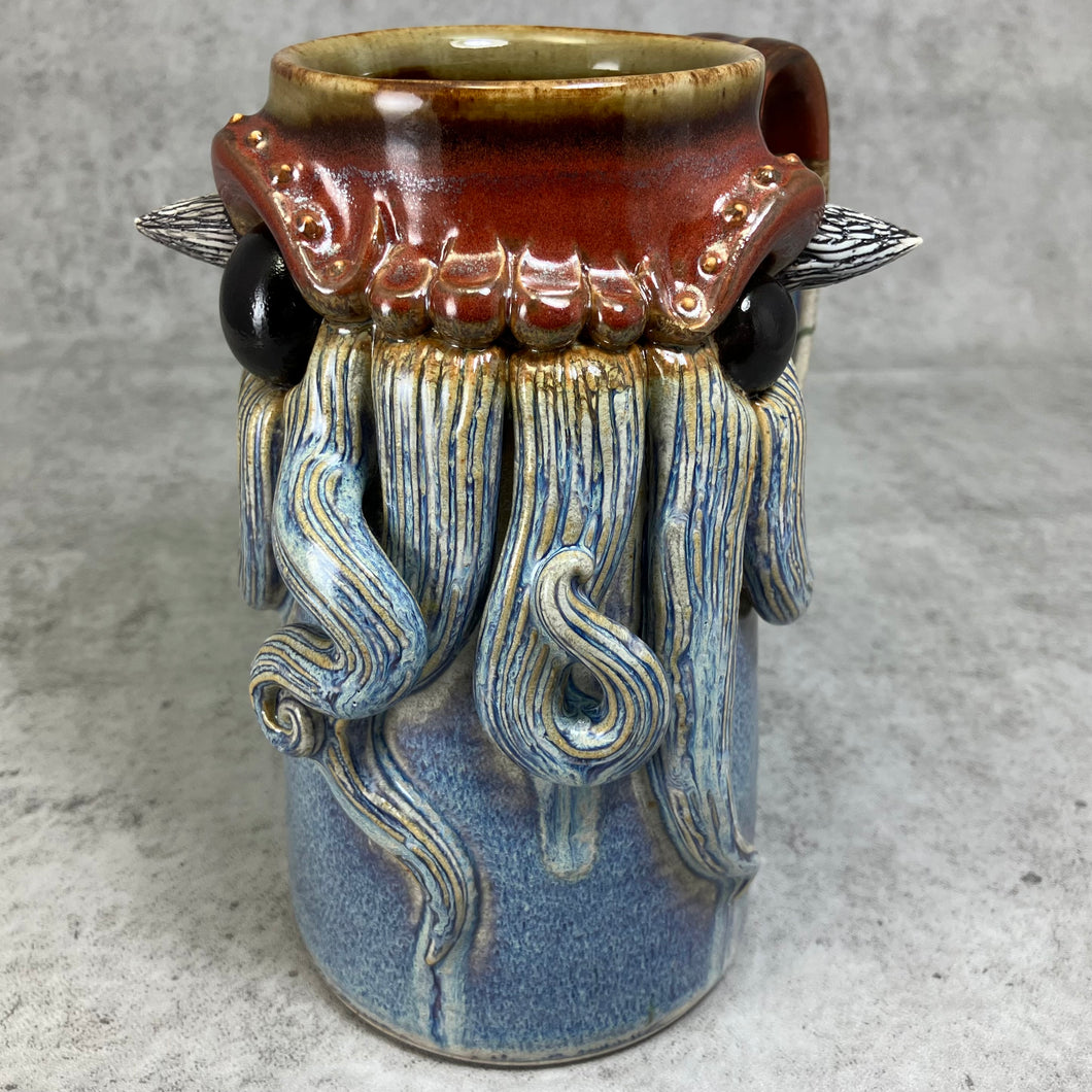 Njord Mug Tall- Rutile/Scarlet Glazes - Horns
