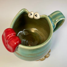 Load image into Gallery viewer, Walker Mug - Righty - Celadon Glaze - Tongue
