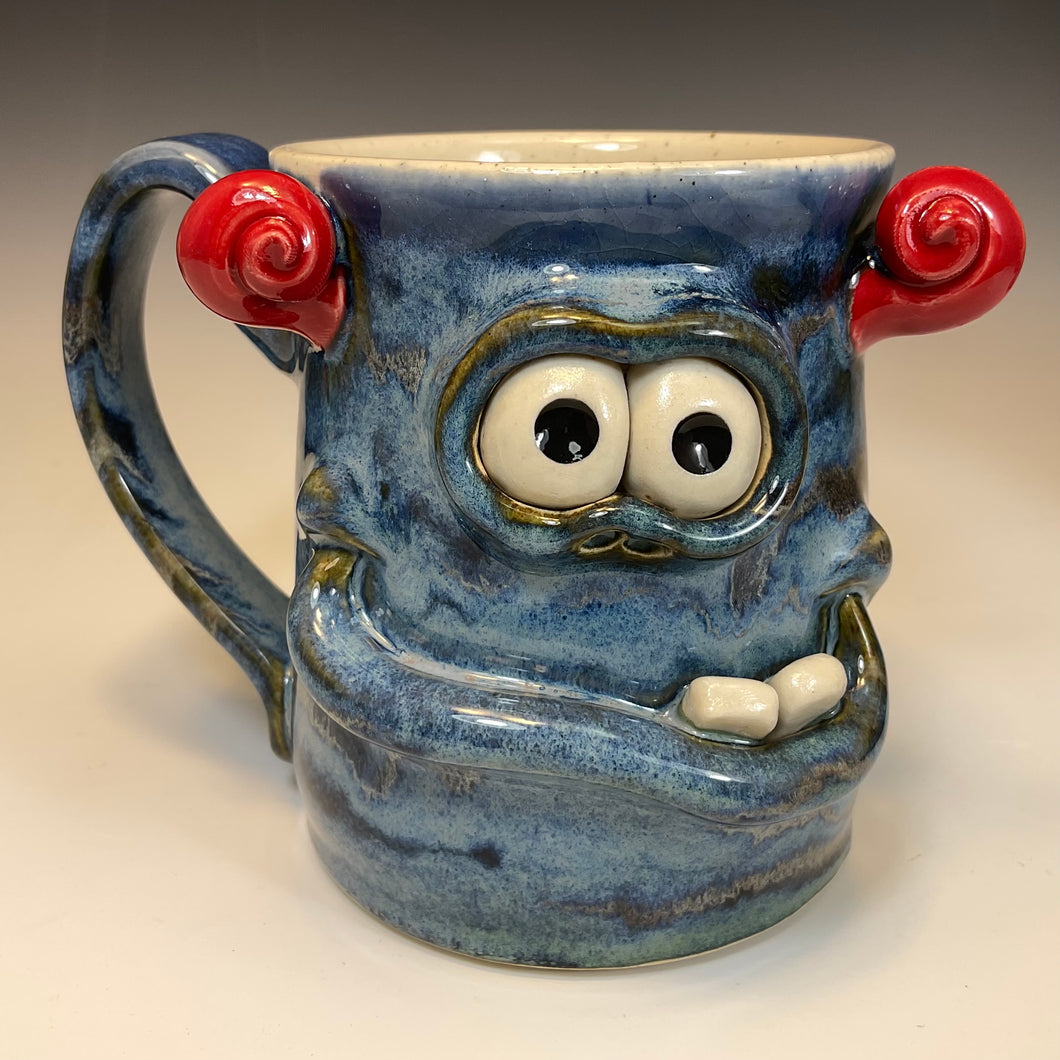 FaceMug Med - Righty - Blue Glaze - Adorbs