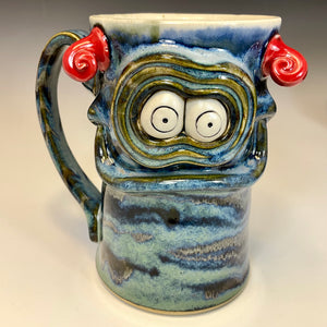 FaceMug Tall - Righty - Blue Glaze - Dazed