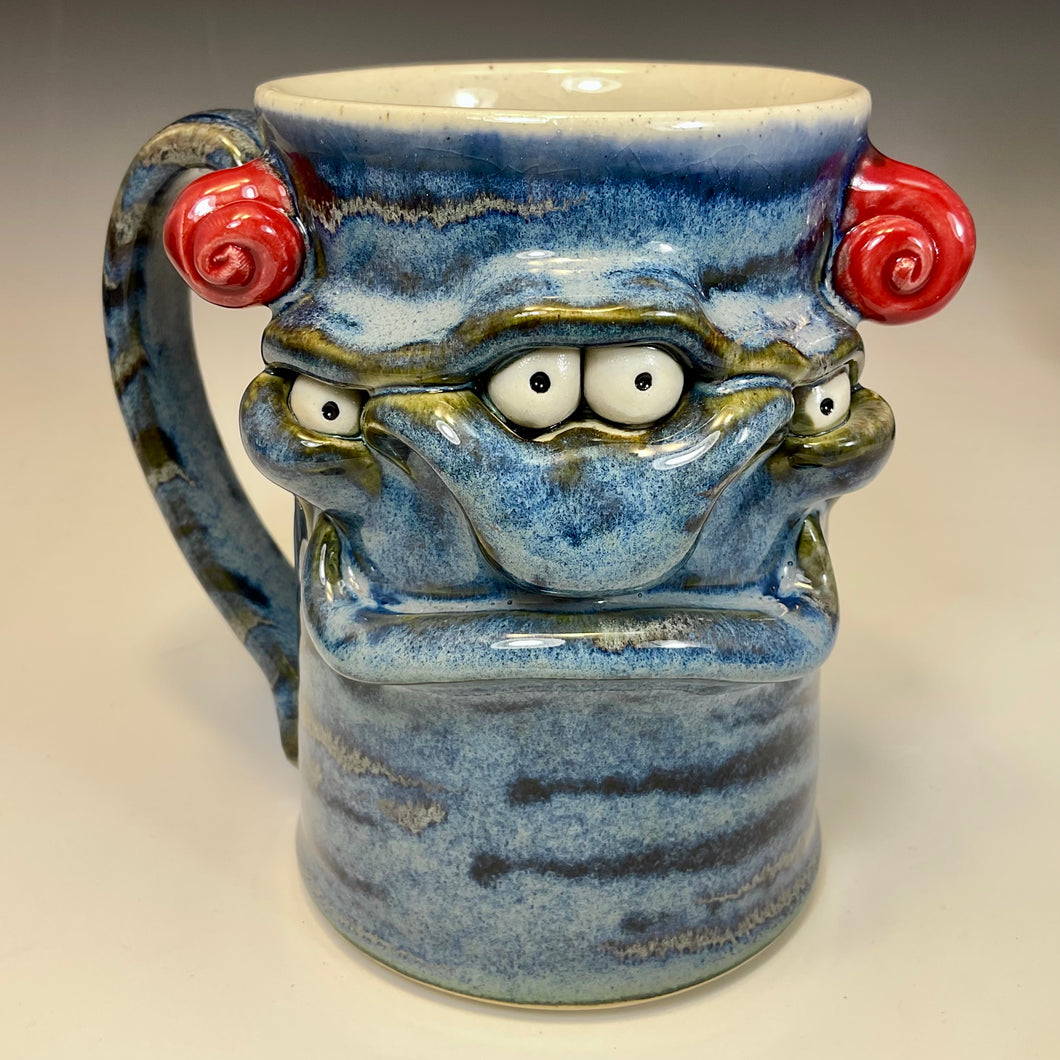 FaceMug Tall - Righty - Blue Glaze - Multiclopse