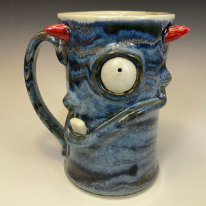 FaceMug Tall - Righty - Blue Glaze - Monoclopse