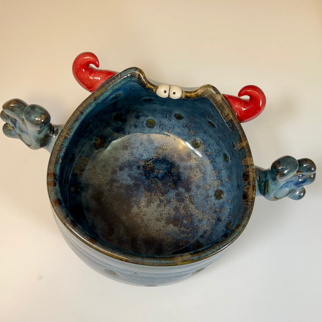 Handy Ooglie Eye Bowl - Blue Glaze - RHorns