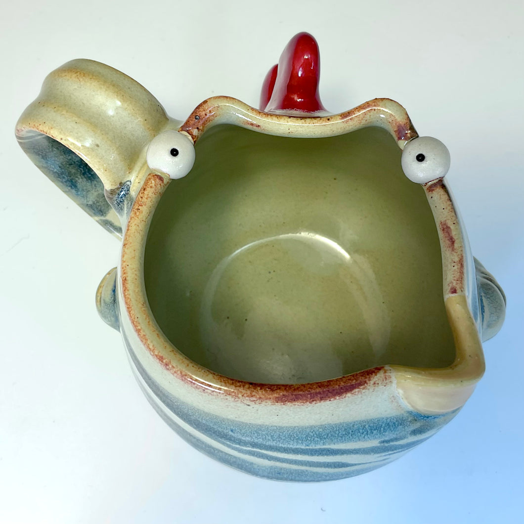 Ab Chicken Mug - CreamRust Glaze - LEFTY