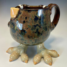 Load image into Gallery viewer, Abstract Chicken Mug with Feet - Katsup Glaze - Righty
