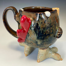 Load image into Gallery viewer, Abstract Chicken Mug with Feet - Katsup Glaze - Righty
