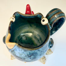 Load image into Gallery viewer, Abstract Chicken Mug with Feet - Blue Glaze - Righty
