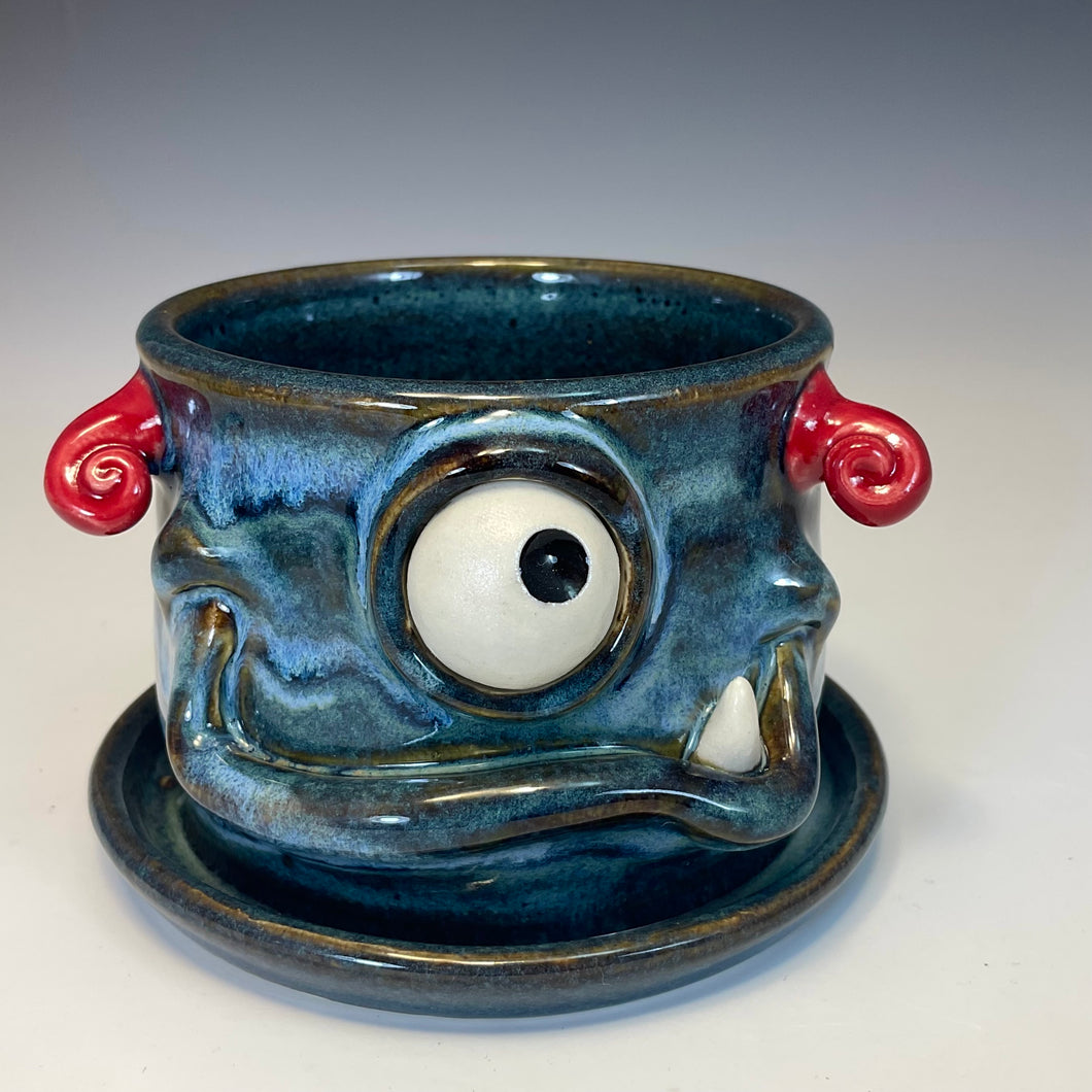 Wee’ Monster Planter - Blue Glaze - Monoclopse