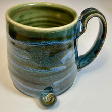 Load image into Gallery viewer, Timmit Mug - Righty - Blue Glaze - Horns
