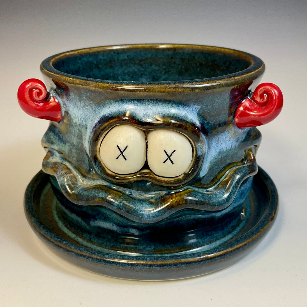 Wee’ Monster Planter - Blue Glaze X