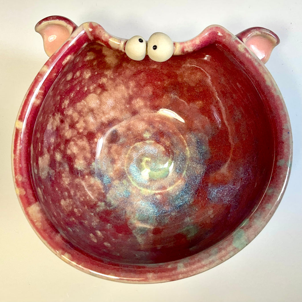 Ooglie Eye Bowl Sm - Raspberry Glaze - Wonky